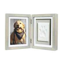 Custom 4x6inch Baby Pet  Distressed Wood Photo Frame Photo Frame With Pet Pawprint Imprint clay Kit
